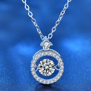 Certified 1/2 ct. t.w. Diamond Moissanite Dancing Necklace NEW